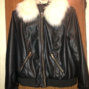 Black plus size womans fur jacket 1X
